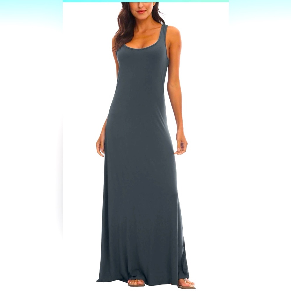 Women’s Grey Scoop Neck Maxi Dress NWT